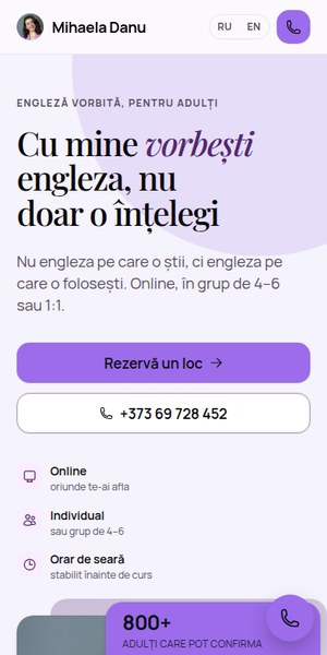 Profesoară de engleză — telefon